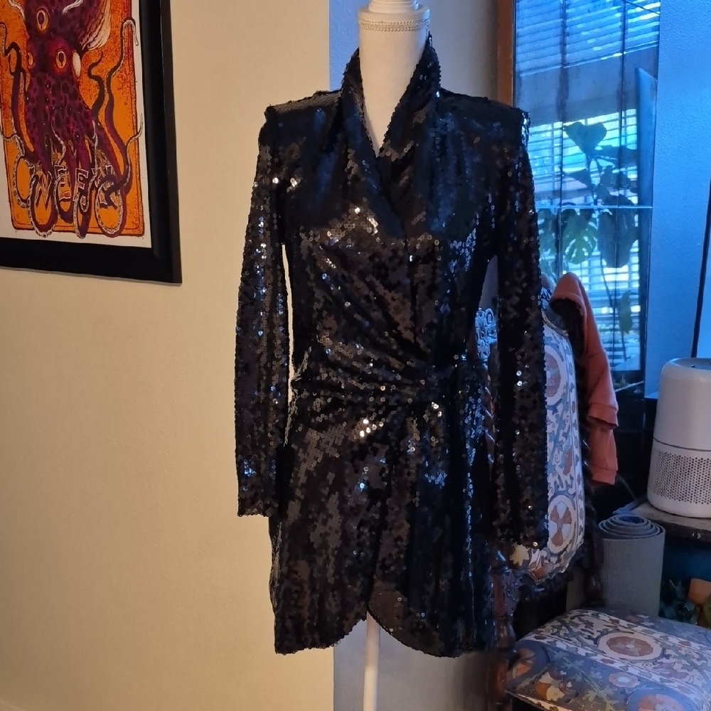 Zara Black Sequined Coat